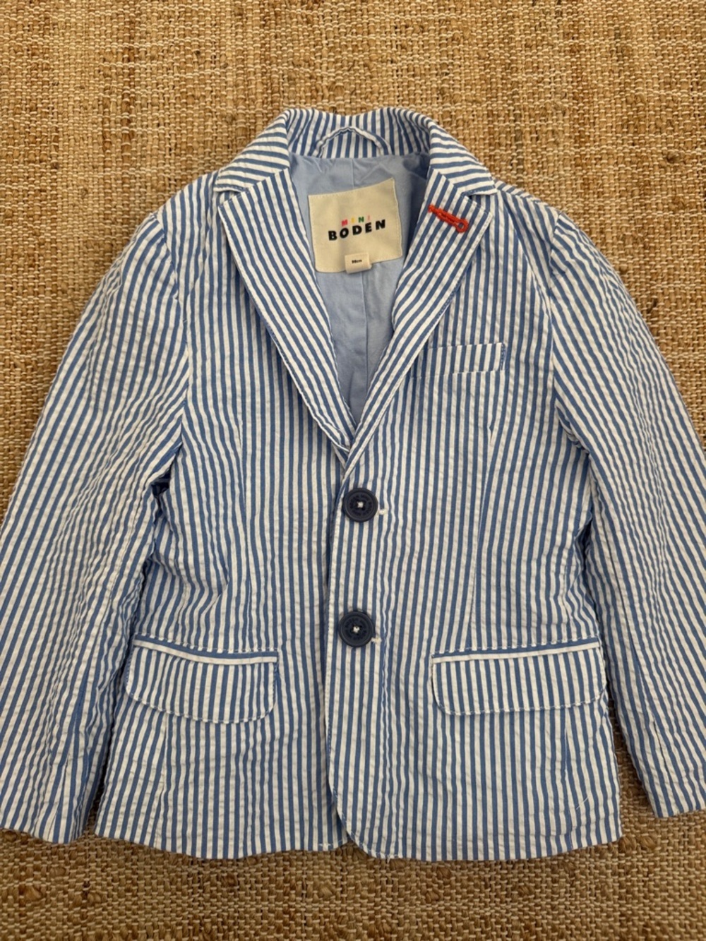 Mini Boden Seersucker Blazer Navy 2 - 3Y worn 1x - Picture 2 of 6